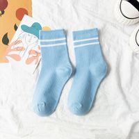 Socks Ladies Two-bar Trend Socks Cute Spring And Summer Middle Tube Pure Cotton Socks sku image 6