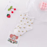 Printemps Et Été Nouveau Dessin Animé Fruit Pur Coton Curling Coréen Dames Chaussettes En Gros sku image 1