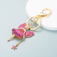 Korean Alloy Diamond Butterfly Flower Fairy Keychain Car Key Ring Bag Pendant main image 5