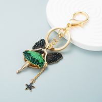 Korean Alloy Diamond Butterfly Flower Fairy Keychain Car Key Ring Bag Pendant main image 6