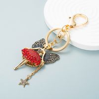 Korean Alloy Diamond Butterfly Flower Fairy Keychain Car Key Ring Bag Pendant main image 7