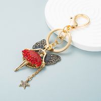 Korean Alloy Diamond Butterfly Flower Fairy Keychain Car Key Ring Bag Pendant sku image 1