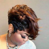 Short Black Wig Mixed Brown Bangs Natural Short Hair Suitable For Women sku image 1