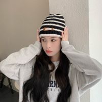 Autumn And Winter Knitted Hat Wild Striped Wool Knitted Hat Warm Wool Knitted Hat sku image 2