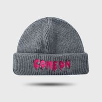 Korean Letter Embroidery Curled Woolen Hat Warm Knit Hat Fashion Street Hip Hop Hedging Hat sku image 4