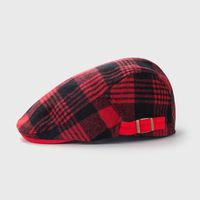 Retro American Peaked Cap Autumn And Winter Woolen Plaid Beret British Fashion Casual Newsboy Hat sku image 2