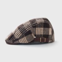 Retro American Peaked Cap Autumn And Winter Woolen Plaid Beret British Fashion Casual Newsboy Hat sku image 3