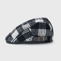 Retro American Peaked Cap Autumn And Winter Woolen Plaid Beret British Fashion Casual Newsboy Hat sku image 4