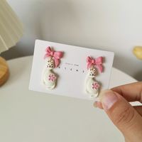 Sterling Silver Needle Japanese And Korean Cute Bow Cat Stud Earrings Fashion Sweet And Cute Girlish Style Earrings H3893 main image 5