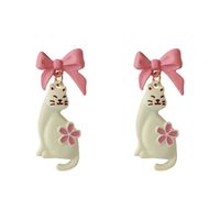 Sterling Silver Needle Japanese And Korean Cute Bow Cat Stud Earrings Fashion Sweet And Cute Girlish Style Earrings H3893 main image 6
