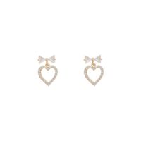 Korean Style Love Earrings Micro Diamond Zircon Personalized Bow Earrings main image 5