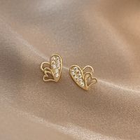 Korean Dongda Fashion Ins Style Earrings Personality Heart Shape With Diamond All-match Earrings Simple Graceful Special-interest Earrings main image 3