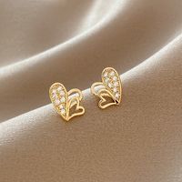 Korean Dongda Fashion Ins Style Earrings Personality Heart Shape With Diamond All-match Earrings Simple Graceful Special-interest Earrings main image 6