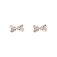 Korean Personality Pearl Earrings Bow Diamond Niche Earrings main image 5