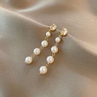 European And American Retro Trendy Long Earrings Women's Geometric Pearl Crystal Ear Jewelry Internet Celebrity Personalized Cold Style Earrings main image 3