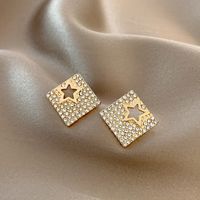 Korean Style Geometric Ins Full Diamond Earrings Refined Stylish And Versatile Star Ear Studs Cold Style Design Personalized Earrings main image 1
