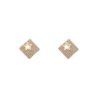 Korean Style Geometric Ins Full Diamond Earrings Refined Stylish And Versatile Star Ear Studs Cold Style Design Personalized Earrings main image 4
