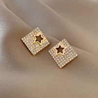 Korean Style Geometric Ins Full Diamond Earrings Refined Stylish And Versatile Star Ear Studs Cold Style Design Personalized Earrings main image 5