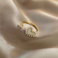 Dongda Simple Fashion Love Heart-shaped Ring Trending Unique Trendy Pearl Ring Elegant Zircon Niche Index Finger Ring main image 3