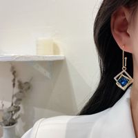 La Personnalité De La Mode Coréenne A Exagéré Les Boucles D&#39;oreilles Géométriques En Cristal Bleu main image 1