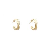 Cold Style Semicircle Cross Ear Ring Women's New Fashion Matte Gold Earrings Internet Celebrity Graceful And Fashionable Simple Stud Earrings main image 5