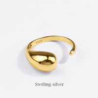 Fashion Drop-shaped Ring Simple Smooth Opening Adjustable Ring Index Finger Copper Ring main image 3