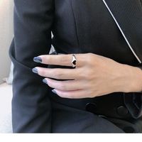 Japanese And Korean Glossy Dripping Black Love Heart-shaped Ring Fashion Simple Style Open Food Ring Ins Special-interest Design Hand Jewelry main image 4