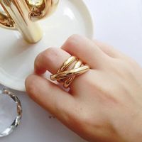 Glossy Simple Winding Ring Personalitycool Style Exquisite Copper Ring main image 1