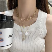 Rhinestone Love Lock Necklace Multi-layered Wearing Round Tag Letter Pendant Hip-hop Temperament Clavicle Chain main image 5