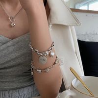 2021 New Ingot Retro Distressed Heart Bracelet Female Ins Special-interest Design Round Brand Student Cold Style Simple main image 1