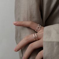 Geometric Double-layer Hollow Opening Fashion Personality Design Index Finger Ring main image 1