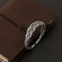 Korean Retro Twisted Twist Woven Open Wide Bracelet Twisted Wire Hollow Fashion Light Luxury Jewelry main image 3