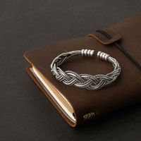 Korean Retro Twisted Twist Woven Open Wide Bracelet Twisted Wire Hollow Fashion Light Luxury Jewelry main image 5