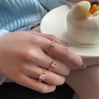 French Gold Chain Zircon Ring Simple Temperament Opening Index Finger Ring main image 1