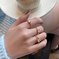 French Gold Chain Zircon Ring Simple Temperament Opening Index Finger Ring main image 6