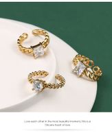 French Gold Chain Zircon Ring Simple Temperament Opening Index Finger Ring main image 4