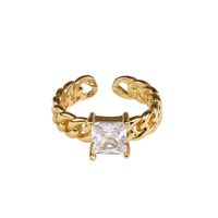 French Gold Chain Zircon Ring Simple Temperament Opening Index Finger Ring main image 3