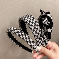 Korean Dongdaemun Same Product Houndstooth Simple Hairband Girly Temperamental Hairpin Ins Internet Celebrity Bow Headband main image 6