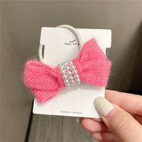 Autumn And Winter New Bow Wool Simple Headband Female Online Influencer Ins Rubber Band Female Hair Tie Pearl Tie Waist Hair Ring main image 3