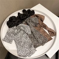 Korean Autumn New Female Leopard Print Bow Ribbon Rubber Band Ball Head Rope Hair Accessory main image 3