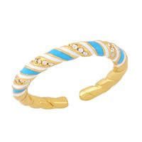Fashion Personality Trendy Cold Wind Gold-plated Zircon Twist Ring main image 6