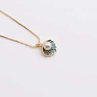 Copper Plated Real Gold Pearl Shell Oil Drop Pendant Necklace Simple Jewelry Accessories main image 3