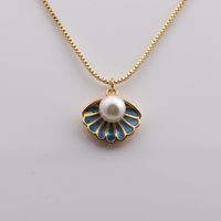 Copper Plated Real Gold Pearl Shell Oil Drop Pendant Necklace Simple Jewelry Accessories main image 6