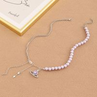 Romantic Purple Crystal Planet Pearl Clavicle Necklace Personality Tassel Necklace main image 5