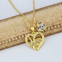 Ins Europe And America Cross Border Heart-shaped Letter Inlaid Zirconium Pendant  Spot Copper-plated Gold Letter Heart-shaped Necklace For Women main image 3