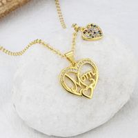 Ins Europe And America Cross Border Heart-shaped Letter Inlaid Zirconium Pendant  Spot Copper-plated Gold Letter Heart-shaped Necklace For Women main image 4
