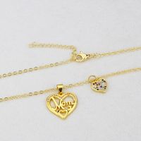 Ins Europe And America Cross Border Heart-shaped Letter Inlaid Zirconium Pendant  Spot Copper-plated Gold Letter Heart-shaped Necklace For Women main image 5