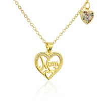 Ins Europe And America Cross Border Heart-shaped Letter Inlaid Zirconium Pendant  Spot Copper-plated Gold Letter Heart-shaped Necklace For Women main image 6