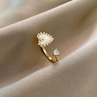 Dongda Simple Fashion Love Heart-shaped Ring Trending Unique Trendy Pearl Ring Elegant Zircon Niche Index Finger Ring sku image 1