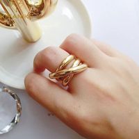 Glossy Simple Winding Ring Personalitycool Style Exquisite Copper Ring sku image 1